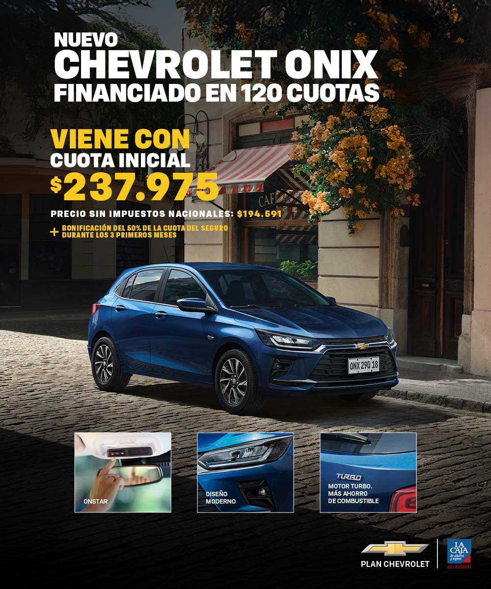 Chevrolet Onix con promoción de financiamiento y cuota inicial.